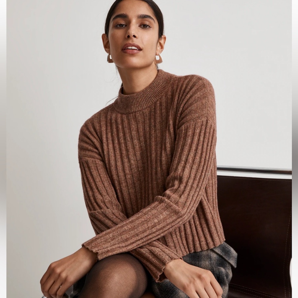 Madewell Mockneck Crop Sweater - Large - Rosehip
